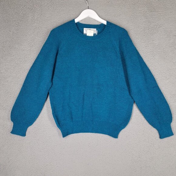 NEW Peruvian Connection Alpaca Sweater Women's Medium Hand Knit Crewneck Teal - Picture 1 of 10